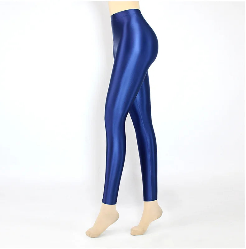 Plus Size Glossiness Pants Women Sexy Glossy Shiny Leggings High Waist Sport Fitness Yoga Pants Tights Leggings High Elastic