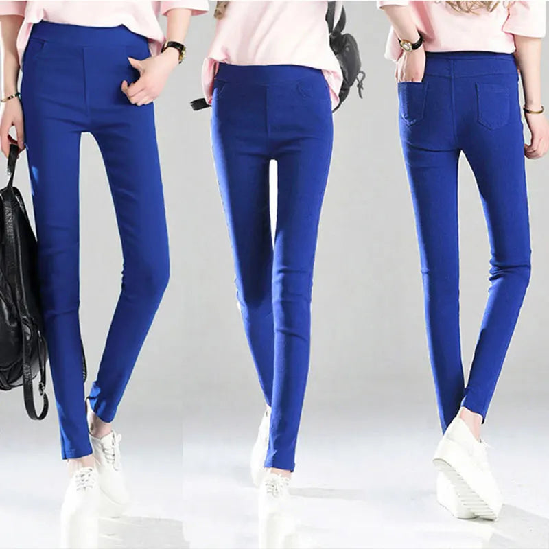 Women Spring Summer Elastic High Waist Pencil Pants Mother Gym Sport Basic Skinny Pantalon Korean Fashion Stretch White Leggings