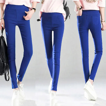 Women Spring Summer Elastic High Waist Pencil Pants Mother Gym Sport Basic Skinny Pantalon Korean Fashion Stretch White Leggings