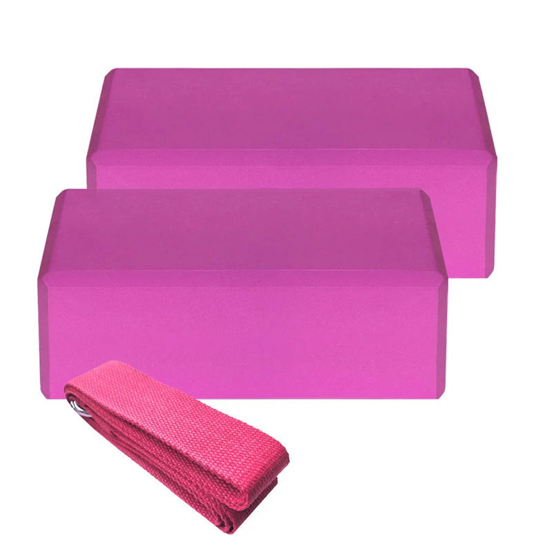 2pcs EVA Yoga Blocks 1pcs Cotton Yoga Strap Stability Blocks Yoga Strap Set for Yoga Pilates Meditation