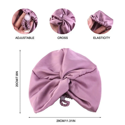 Bonnet Solid Color Silk Turban Hat For Women Soft Sleeping Night Cap Satin Hair Care Wrap Beanie Headscarf Adjust Twist Headwear