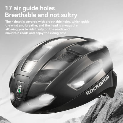 ROCKBROS Bike Helmet Light Helmet with Remote Control Rechargeable Tail light Bicycle Cycling Helmet Intelligent Safety Helmet