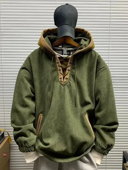 Spring and Autumn New Fashionable Solid Color American Retro Warm Hoodie Men's Loose Sports Large Size High Quality Coat L-4XL