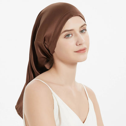 100% Mulberry Silk Sleeping Cap Long Hair Night Silk Sleep Bonnet Cover for Women for Hair Care 60*33CM
