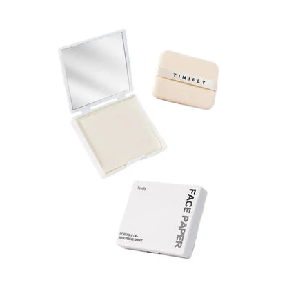 100PC Face Oil Blotting Papers with Mirror&Makeup Puff Instantly Control Facial Shine and Refresh Skin, Oil Control Care