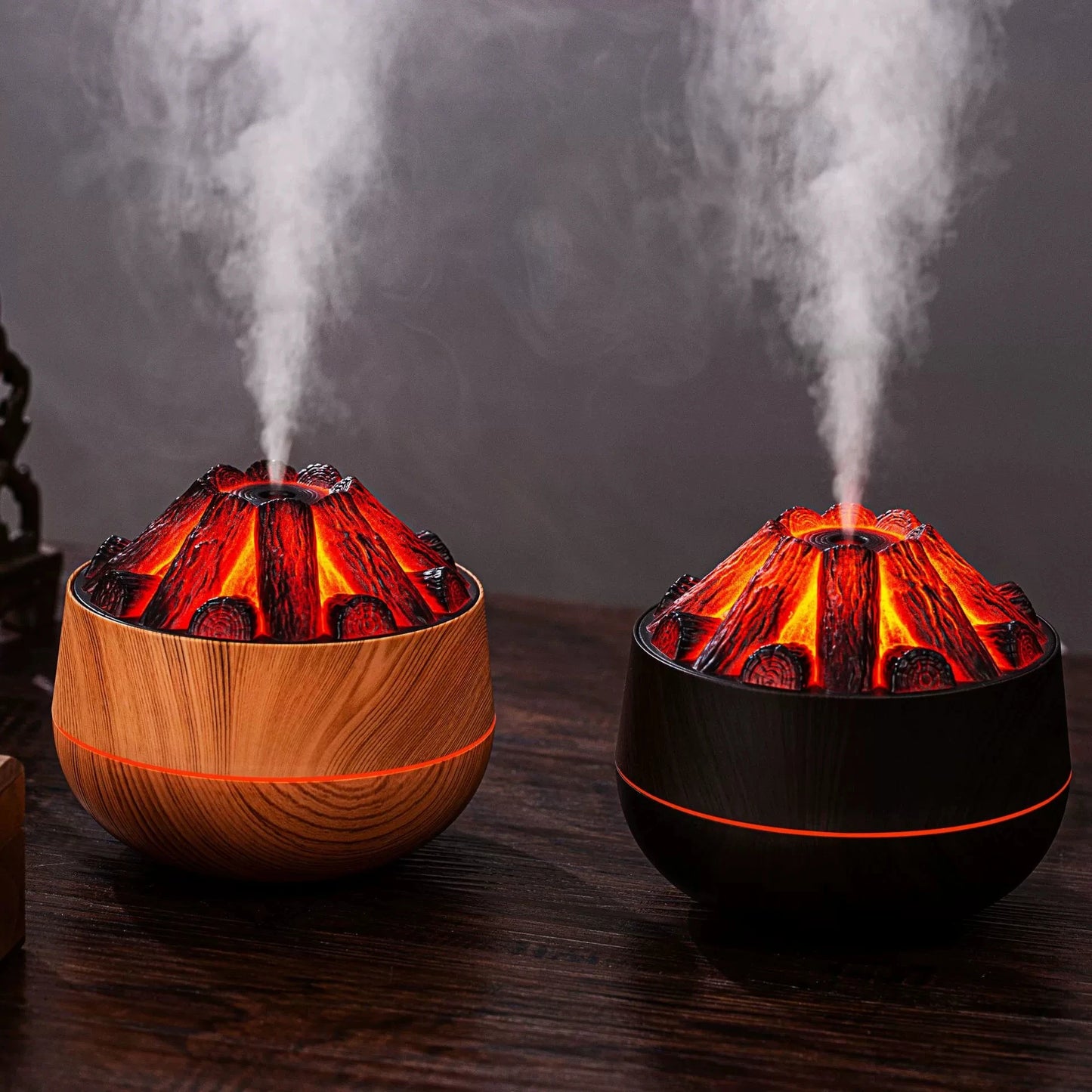 Aroma Diffuser USB Desktop Flame Aroma Diffuser Humidifier 7 Colors Simulation Light Aromatherapy Air Purifier for Bedroom
