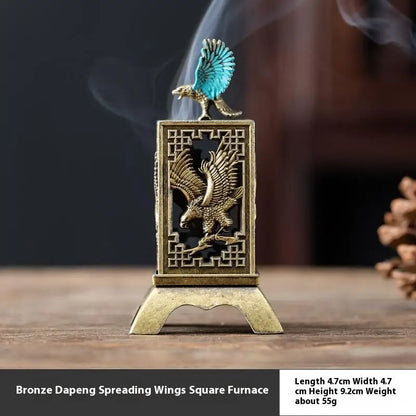 1pcs Square Vertical Chinese Incense Burners Small Alloy Incense Holder Indoor Aromatherapy Home Ornament Household Decoration