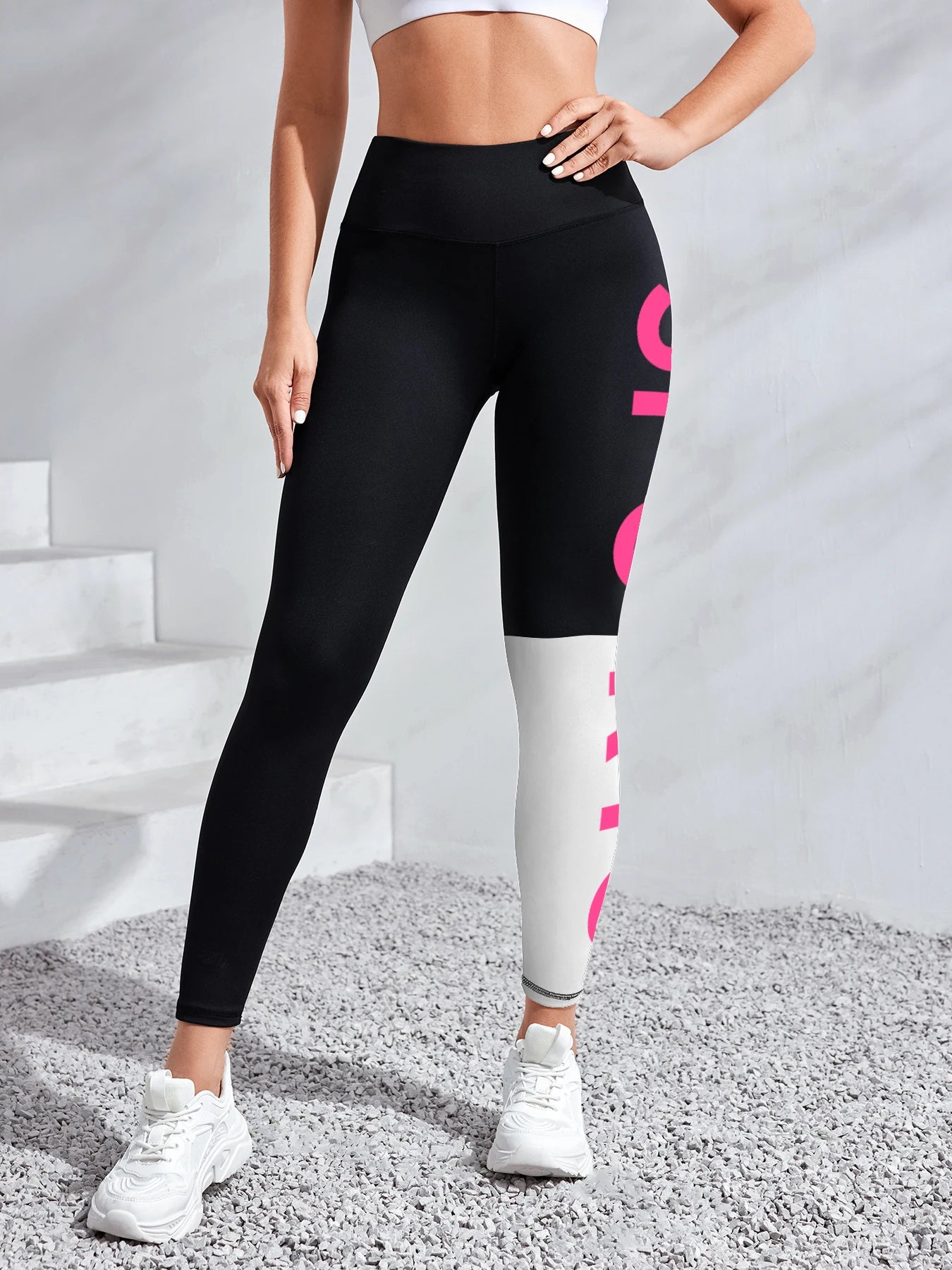 Women's SPORT Letter Print Yoga Pants High-Waisted Workout Leggings for Gym, Running & Outdoor Sports