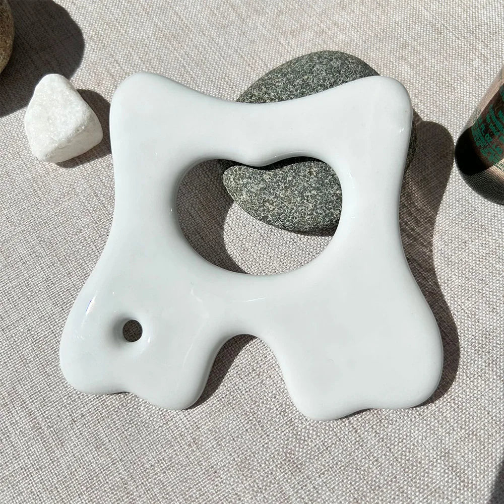 Ceramic Gua Sha Massager Body Skin Scraping Facial Guasha for Slim Face and Body Muscle Relaxation