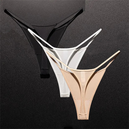 3PCS Sexy High Slit Transparent Mesh Thong Leopard Printed Fitness Female Hip Lifting G-strings Low Rise Seamless Mini Underwear