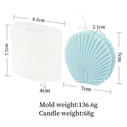 Large Geometric 3D Folding Fan Silicone Candle Mold Striped Origami Scallop Drip Glue Aromatherapy Soap Plaster Ice Cube Mould
