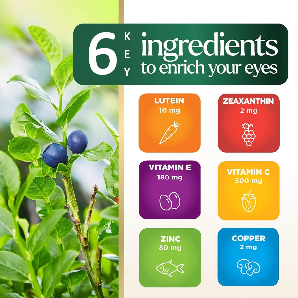 ARED Eye Vitamins for Macular Health, Lutein and Zeaxanthin Supplement with Vitamin C E Zinc Copper for Vision & Ocular Support