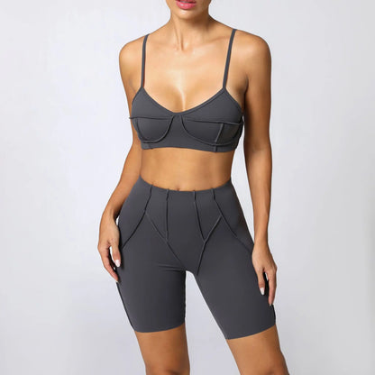 Yoga Sports Fitness Sets High Waist Hip-lifting Trousers Open Back Bra Suit Casual Running Workout Gym Leggings Sexy Sets Women