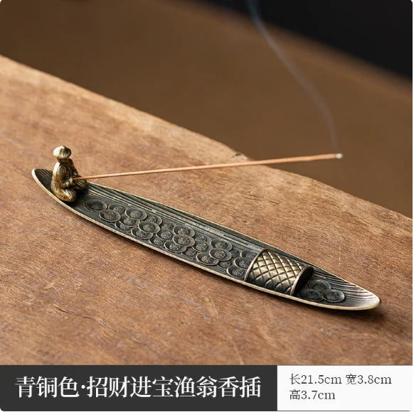 Creative Incense Holder Boat Fishing Men Insence Burner Japanese Style Incense Stick Burners Aromatherapy Ornament Home Decor