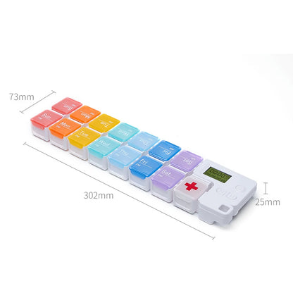 7 Day Pill Organizer 2 Times A Day Medicine Organizer with Timer Reminder Alarm Pill Box for Pills/Vitamin/Fish Oil/Supplements