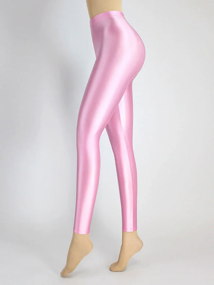 Plus Size Glossiness Pants Women Sexy Glossy Shiny Leggings High Waist Sport Fitness Yoga Pants Tights Leggings High Elastic