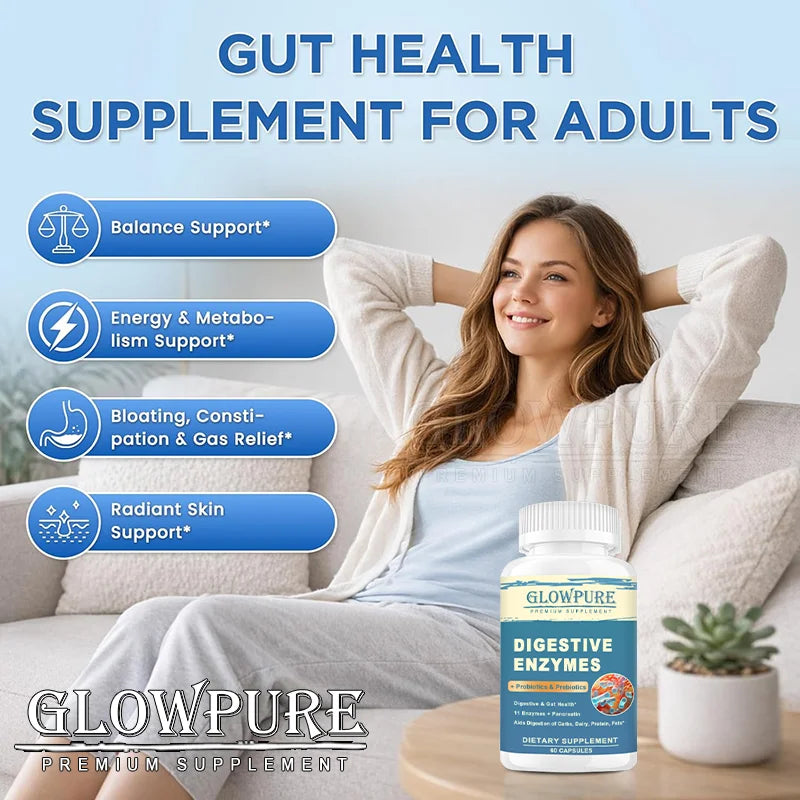 Digestive Enzyme Supplement with Prebiotics & Probiotics - Supports Nutrient Absorption | Gut Health Promotes Digestion | Immune