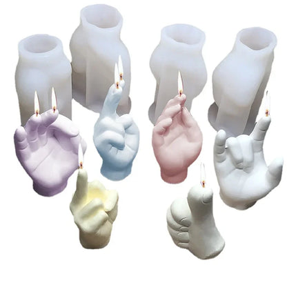 Gesture Candle Mold Diy Aromatherapy Plaster Thumbs Up Victory Bier Middle Finger Cake Silicone Mould Epoxy Candle Making Molds