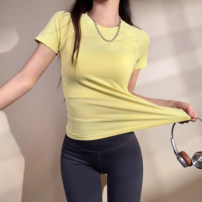 Women Yoga Top Seamless Sport T Shirts Fitness Clothes Short Sleeve Yoga Shirt Gym Top Running Active Wear Sport Top