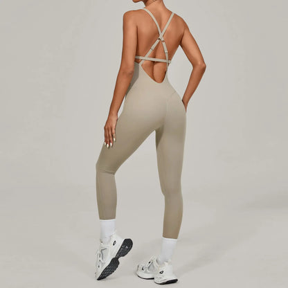 Female Jumpsuit One Pieces Fitness Overalls Body Sexy Bodysuit Sports Jumpsuit Sportswear Purple Woman Clothing Elegant Backless