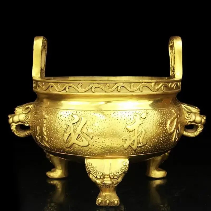 Pure Copper Classical Incense Burner Buddha Worship Fengshui Censer God of Wealth Attraction Ornament for Home Decor