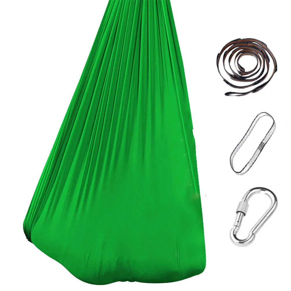 1.5mX2.8m Aerial Yoga Hammock Elastic Silk Yoga Flying Swing for Anti-Gravity Body Building Pilates Infoor Outdoor Fitness