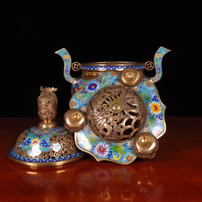 Incense burner household indoor living room copper body filigree enamel color pure copper incense burner accessories