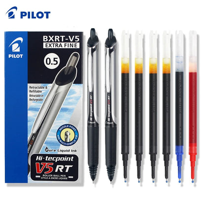 Japanese Pilot Gel Pen, BXRT-V5 0.5mm Metal Needle Tip Black Red Blue Ink,Premium Smooth&Precise for Signing,Exams,Journaling