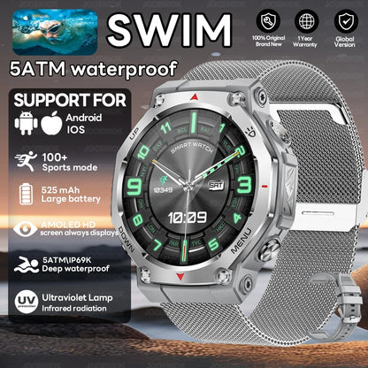 T-Rex 3 Ultra GPS Smart Watch 5ATM Waterproof Fitness Tracker 1.43-inch AMOLED Screen Military Sports Smartwatch Men
