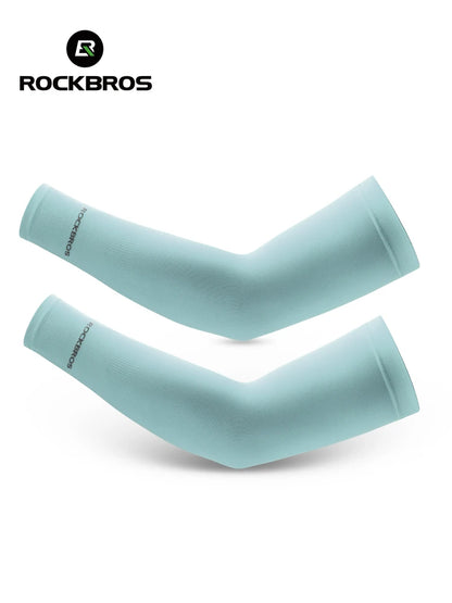 ROCKBROS Arm Sleeves Ice Silk Sports Cycling Arm Sleeves Cover Sun UV Protection Breathable Outdoor Running Fitness Equipment