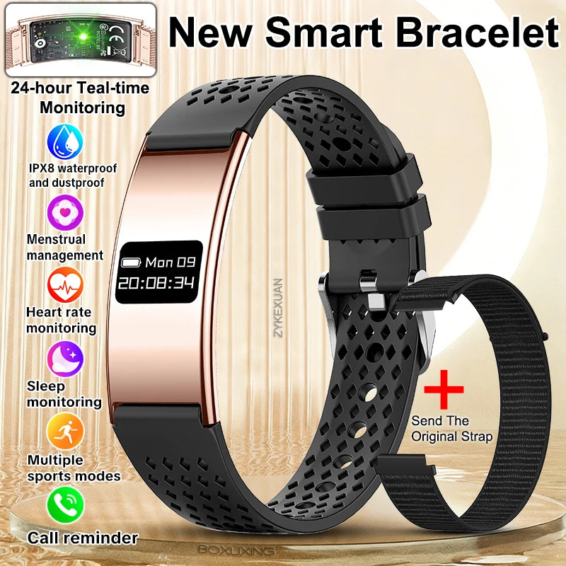 New Fashion Women Smart Bracelet IPX8 Waterproof Heart Rate Sleep Monitor Health Sports Fitness Tracker Call Reminder Smartwatch