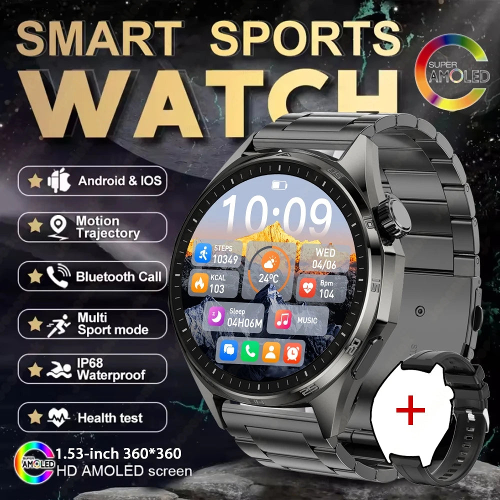 2026 New Watch 6 PRO Bluetooth Call Smart Watches Men GPS Tracking Sports Fitness IP68 Waterproof 1.53inch AMOLED Smartwatch