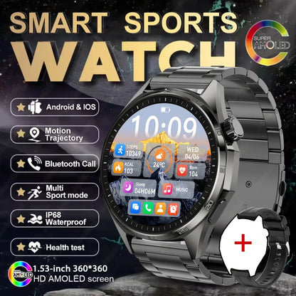 2026 New Watch 6 PRO Bluetooth Call Smart Watches Men GPS Tracking Sports Fitness IP68 Waterproof 1.53inch AMOLED Smartwatch