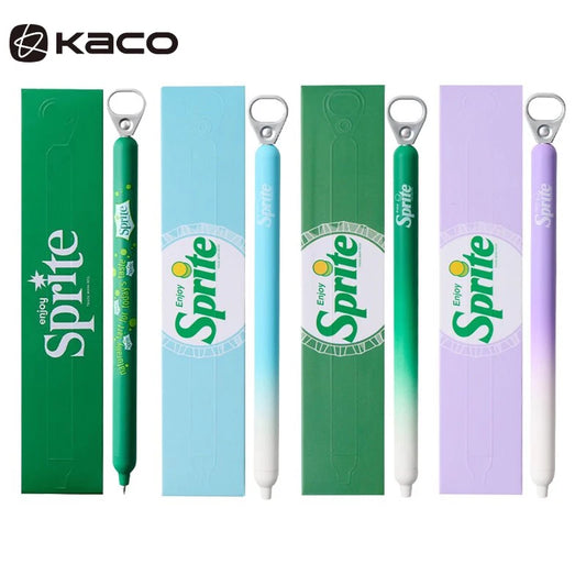 New KACO x Sprite Limited Edition Gel Pen,Dual Ball Pen Quick Drying Stylo 0.5mm Click Smooth Writing For School&Journaling