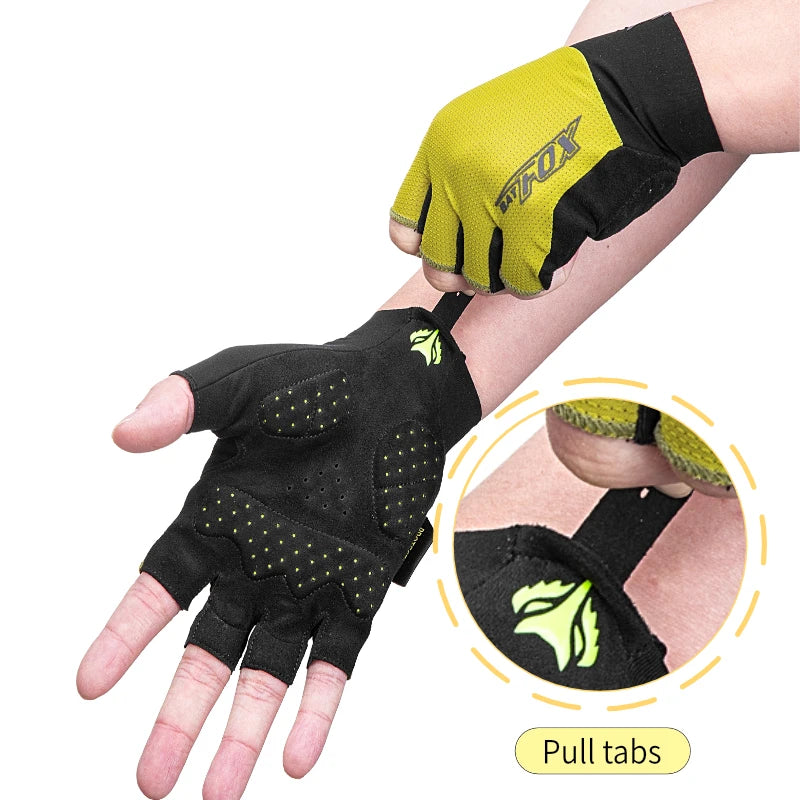 BATFOX Cycling Bicycle Gloves Half Finger Men Women Resistant Breathable Anti-Slip Summer Fishing Fitness Sport Training Gloves