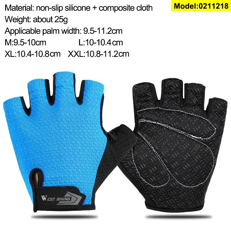 WEST BIKING Mountain Road Bike Gloves Half Finger Summer Cycling Equipment Anti-slip Shock SBR Bicycle Fitness Fingerless Mitten