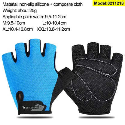 WEST BIKING Mountain Road Bike Gloves Half Finger Summer Cycling Equipment Anti-slip Shock SBR Bicycle Fitness Fingerless Mitten