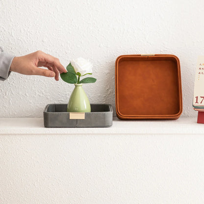 Entry Door Porch Key Storage Box Desktop Clutter Storage Case Leather Tray Jewelry Aromatherapy Plate Living Room Accessories