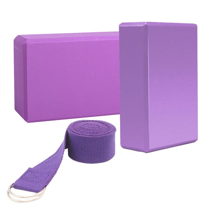 2pcs EVA Yoga Blocks 1pcs Cotton Yoga Strap Stability Blocks Yoga Strap Set for Yoga Pilates Meditation