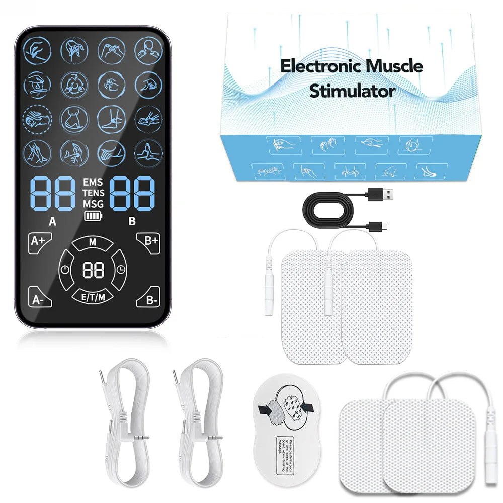 Pain Relief TENS Unit EMS Massager - Professional Muscle Stimulator For Back Shoulder Neck Relief Fitness Recovery