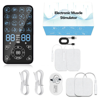 Pain Relief TENS Unit EMS Massager - Professional Muscle Stimulator For Back Shoulder Neck Relief Fitness Recovery