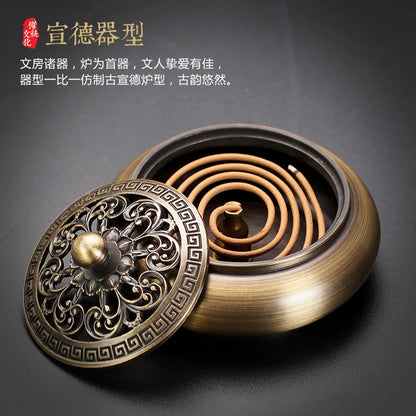 Incense Furnace Pure Copper Household Indoor Sandalwood Antique Pan Incense Furnace Soothes The God Incense Furnace