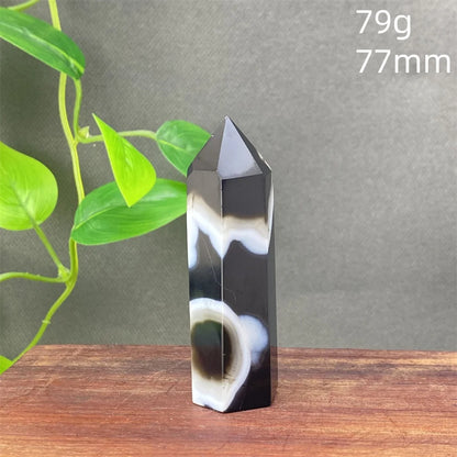 Black Agate Crystal Tower Natural Gem Obelisk Exquisite Home Decoration Ornament Rare Material for Relaxation And Energy