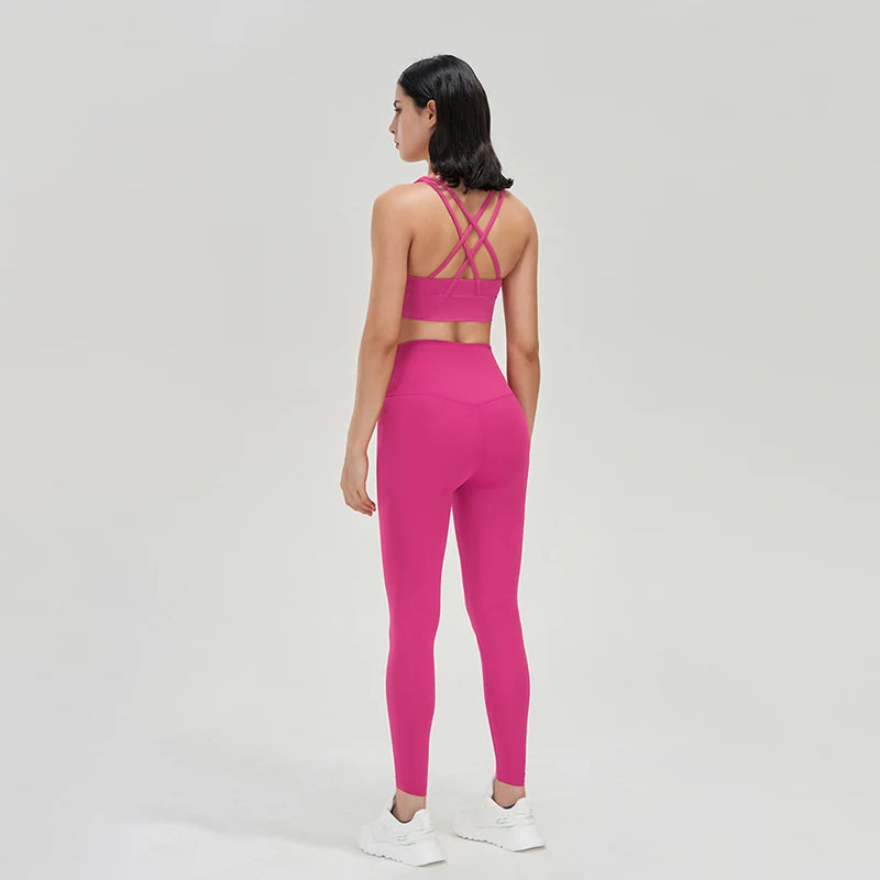 TRY TO BN Yoga Set Fitness Sports Bra Naked Leggings Women's Tracksuit Sportwear Breathable Workout Two Pieces Suit Gym Clothing