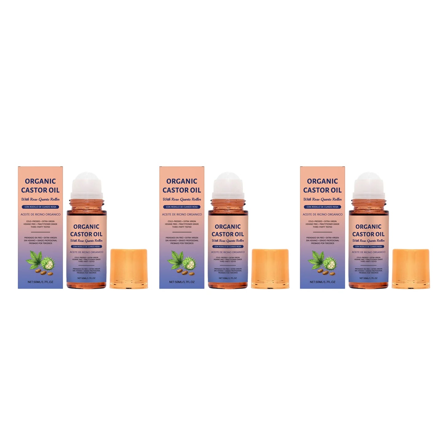 Organic Castor Oil Roll on Skin Care Essential Oil Moisturize Nourishing Brightening Deep Relaxation Face Body Massage Essence