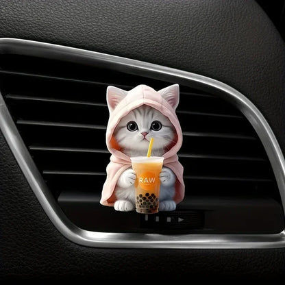 2PCS Cute Cat Acrylic Car Decoration Fragrance Sheet Long-lasting Fragrance Ventilation Clip Decoration and Aromatherapy