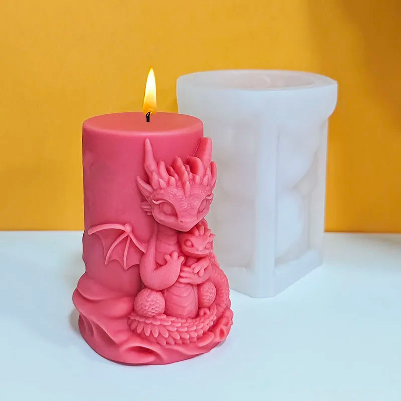 [Creative Handcrafts] Warm and Cozy Double Dragon Hug Candle Mold Parent-Child Theme Gift Decoration Making Aromatherapy Silicone Tool Easy to Demold and Reusable