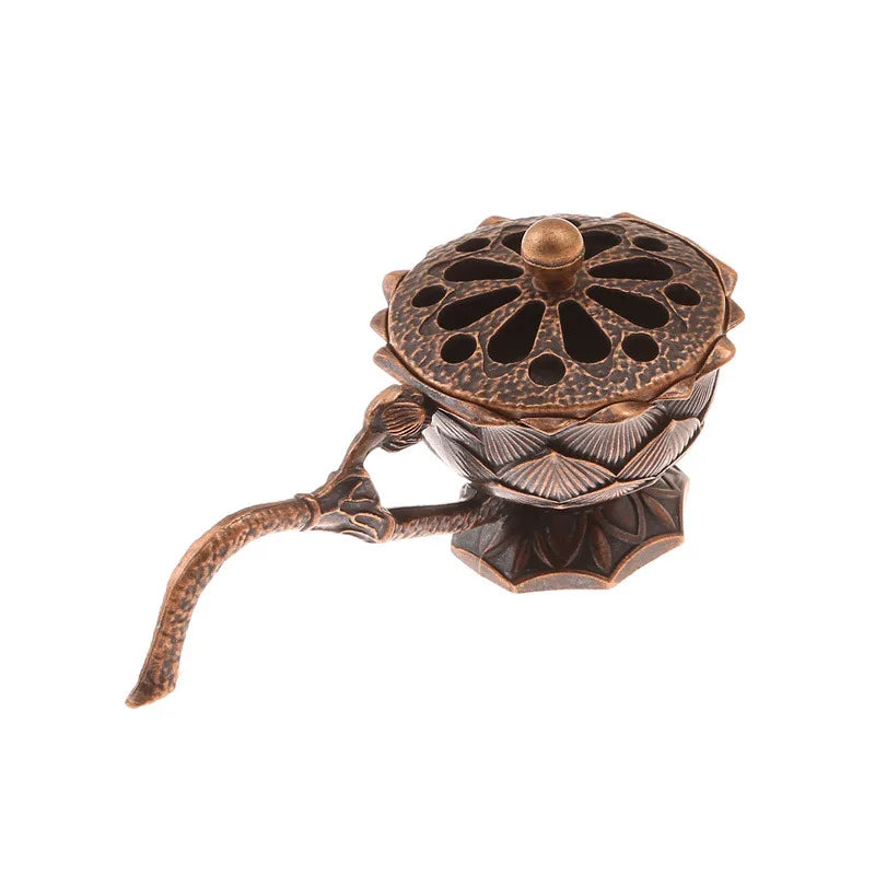 Buddhist Utensils Incense Burner Lotus Incense Censer Archaic Copper Alloy Sandalwood House Furnishings Home Office Decoration ﻿