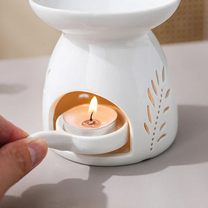 White Ceramic Hollow Incense Burner Candle Essential Oil Aromatherapy Diffuser Middle East Home Decor Ornament