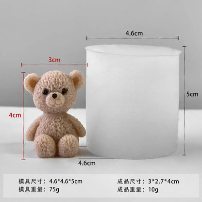 Cute Mini Bear Silicone Mold DIY Animal Bear Aromatherapy Candle Silicone Mold Crystal Epoxy Resin Soap Home Decoration